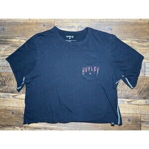Hurley Women’s Cropped Graphic Tee Black XS –‎ Edgy Casual Look